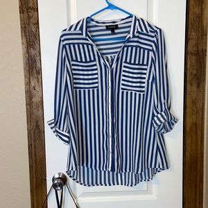 Blue and white stripped blouse